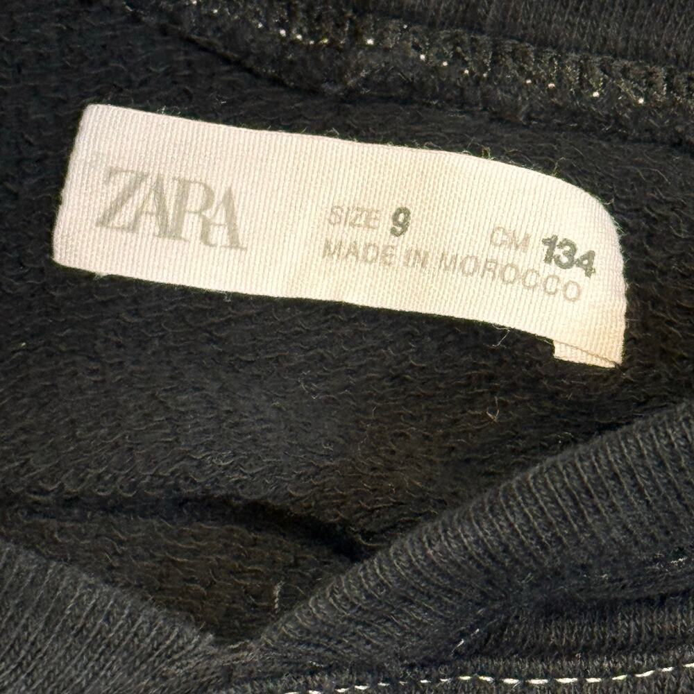 Zara Cropped Black Hooded Sweatshirt Girls size 9 - Picture 5 of 6